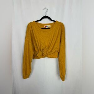 FP beach crop front tie top in mustard yellow